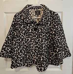 Forever 21 Brown and Cream Leopard Cape Jacket